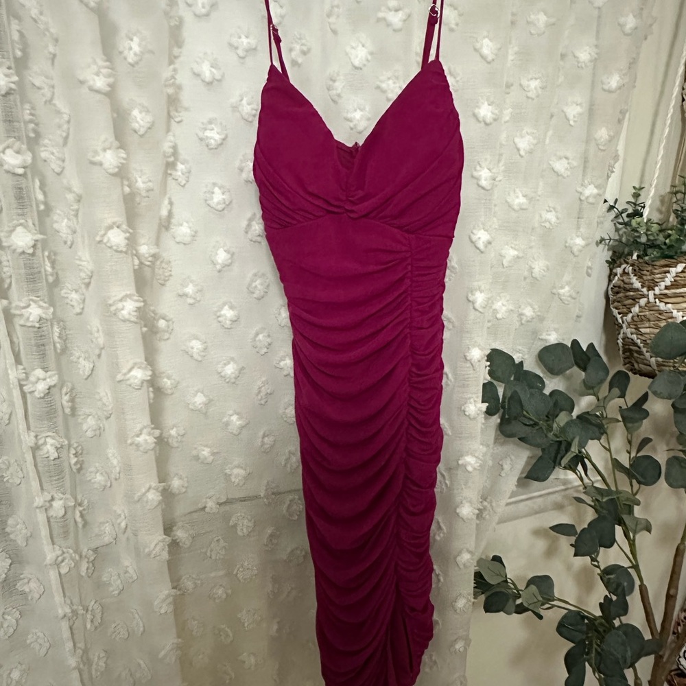 Lulu's Fuchsia Ruched Dress